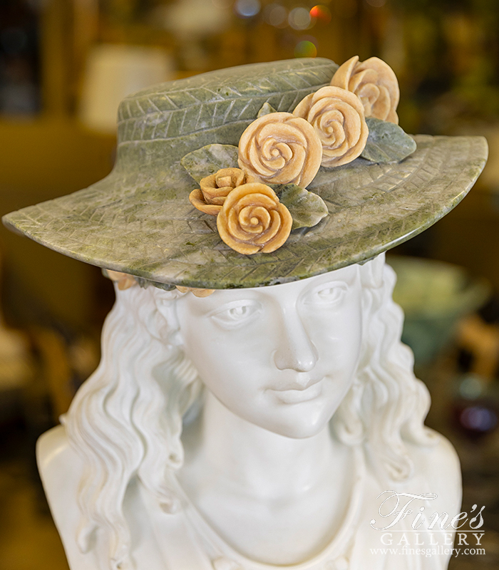 Marble Statues  - Rose Beuret Hat Portrait Marble Bust - MBT-399